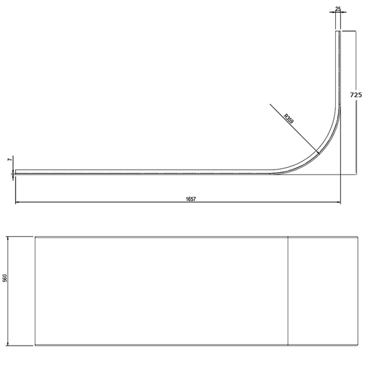 The White Space Reinforced Curved J-Bath Panel 1660mm Wide - White - Envy Bathrooms Ltd