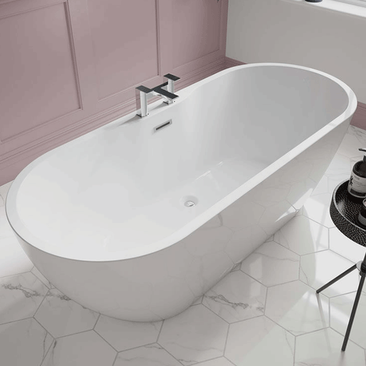 The White Space Senna Double Ended Oval Freestanding Bath 1655mm x 745mm - White - Envy Bathrooms Ltd