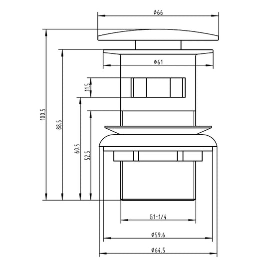 The White Space Slotted Sprung Plug Basin Waste with Large Cover - Black - Envy Bathrooms Ltd