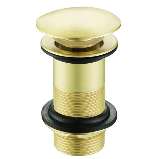 The White Space Sprung Plug Large Cover Unslotted Basin Waste - Brushed Brass - Envy Bathrooms Ltd