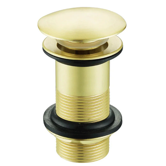 The White Space Sprung Plug Large Cover Unslotted Basin Waste - Brushed Brass - Envy Bathrooms Ltd