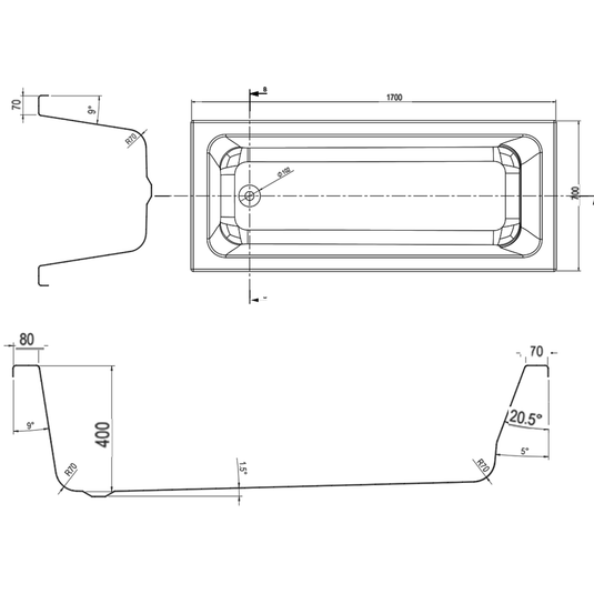 The White Space Vale Single Ended Rectangular Bath 1700mm x 700mm - White - Envy Bathrooms Ltd