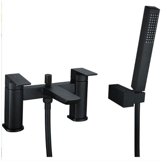 The White Space Veto 2-Hole Dual Lever Bath Shower Mixer Tap with Shower Kit - Black - Envy Bathrooms Ltd