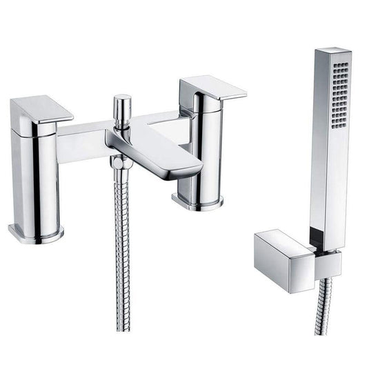The White Space Veto 2-Hole Dual Lever Bath Shower Mixer Tap with Shower Kit - Chrome - Envy Bathrooms Ltd
