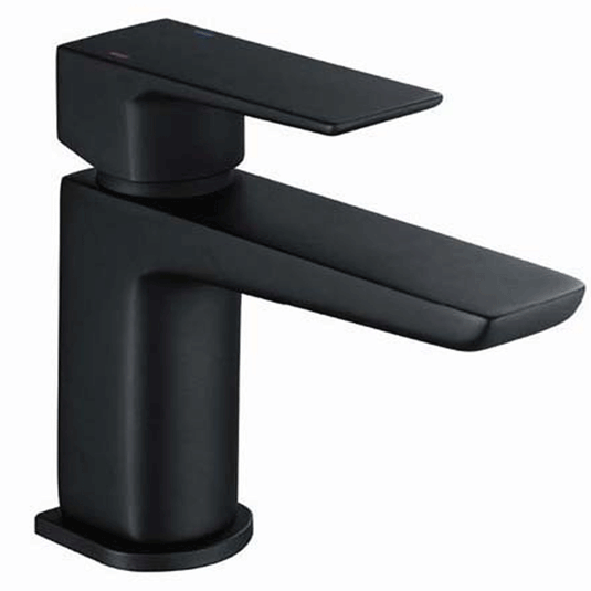 The White Space Veto Single Lever Mini Monobloc Basin Mixer Tap with Sprung Plug Waste - Black - Envy Bathrooms Ltd