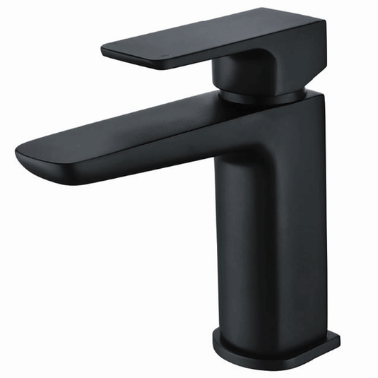 The White Space Veto Single Lever Monobloc Basin Mixer Tap with Sprung Plug Waste - Black - Envy Bathrooms Ltd