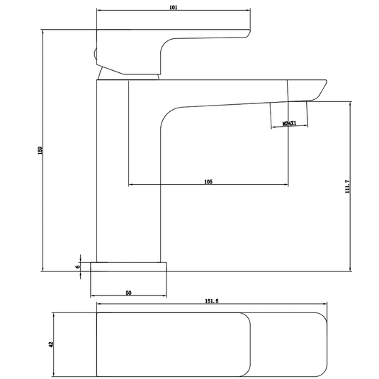 The White Space Veto Single Lever Monobloc Basin Mixer Tap with Sprung Plug Waste - Black - Envy Bathrooms Ltd