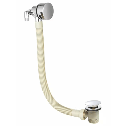 The White Space Sprung Plug Bath Waste with Overflow Filler - Chrome - Envy Bathrooms Ltd