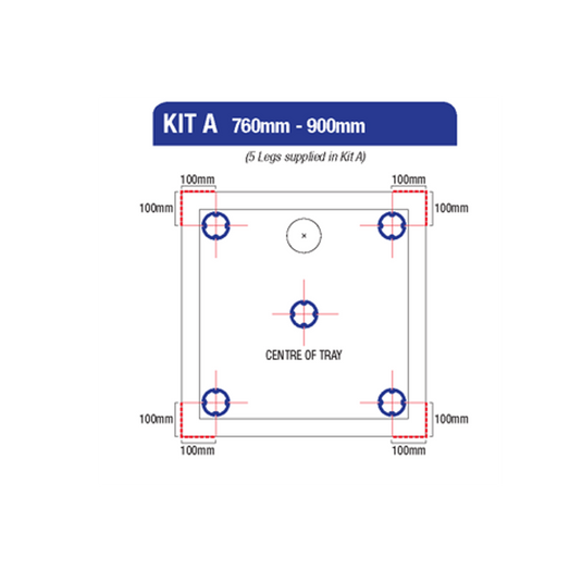 Traymate Elementary Kit A Leg & Panel for 700–900mm Trays (5 Legs) | G9075 - Envy Bathrooms Ltd