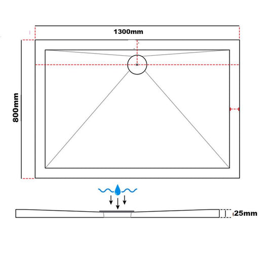 Traymate TM25 Elementary 1300 x 800mm Rectangular Shower Tray - White - Envy Bathrooms Ltd