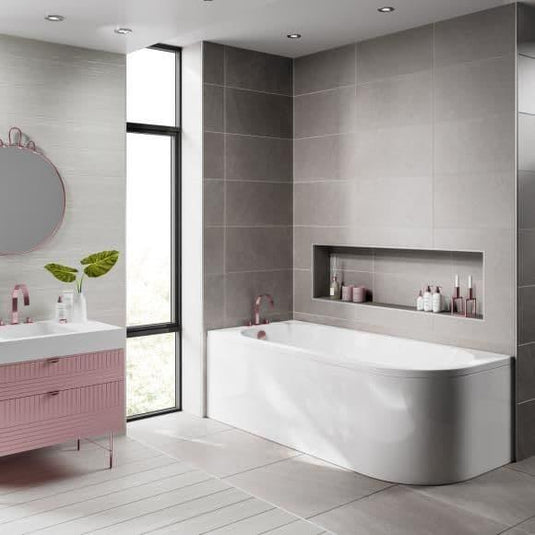 Trojan 1500mm J Shape Trojancast Bath & Panel (LH) - Envy Bathrooms Ltd