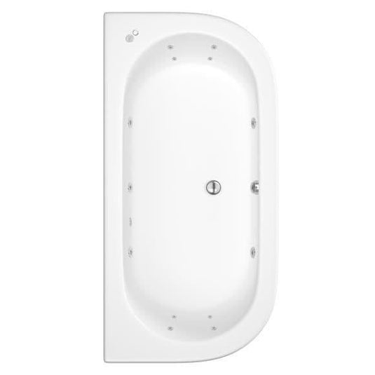 Trojan 1700 x 800mm D Shape 14 Jet Whirlpool Bath with LED Light & Waste - Envy Bathrooms Ltd