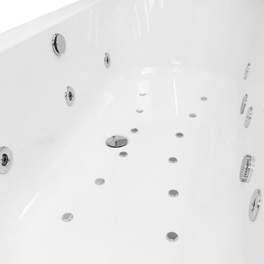 Trojan 1700 x 800mm D Shape 26 Jet Whirlpool Bath with LED Light & Waste - Envy Bathrooms Ltd
