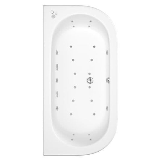 Trojan 1700 x 800mm D Shape 26 Jet Whirlpool Bath with LED Light & Waste - Envy Bathrooms Ltd