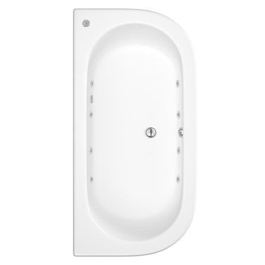 Trojan 1700 x 800mm D Shape 8 Jet Whirlpool Bath & Waste - Envy Bathrooms Ltd