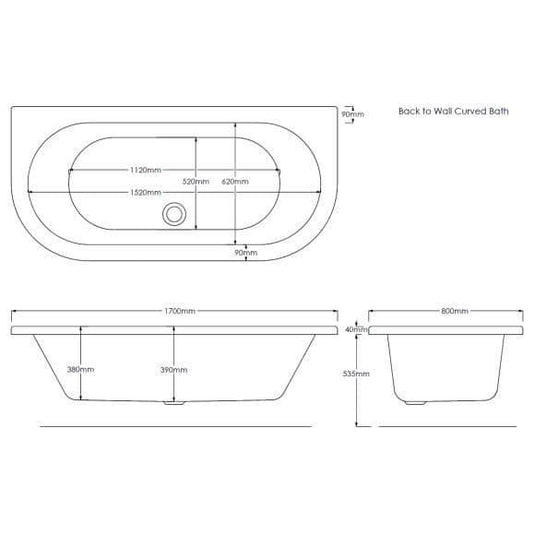 Trojan 1700 x 800mm D Shape Trojancast Bath with Panel - Envy Bathrooms Ltd