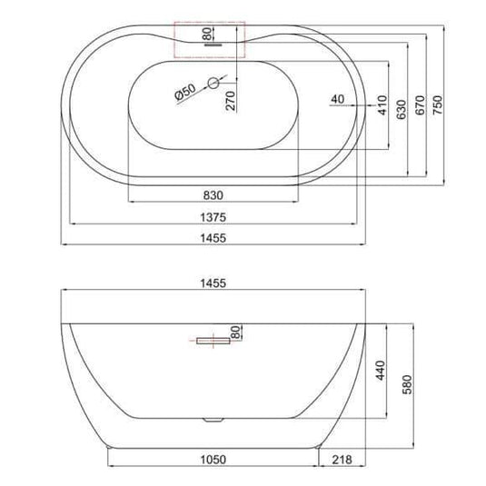 Trojan Alcora 1455mm Freestanding Bath - Envy Bathrooms Ltd