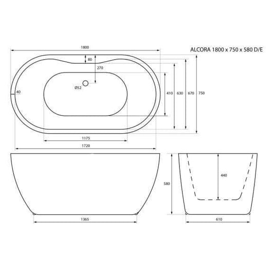 Trojan Alcora 1800mm Freestanding Bath - Envy Bathrooms Ltd