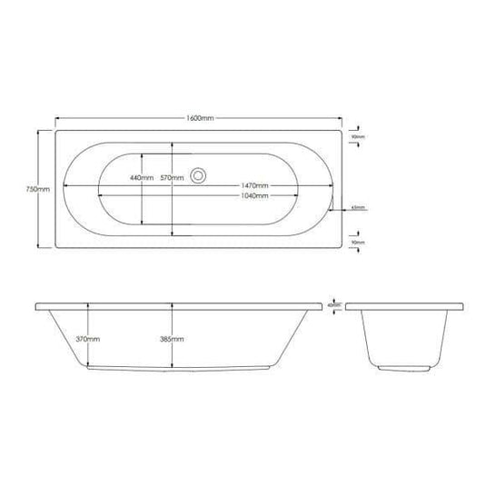 Trojan Cascade 1600 x 750mm Double Ended Bath - Envy Bathrooms Ltd