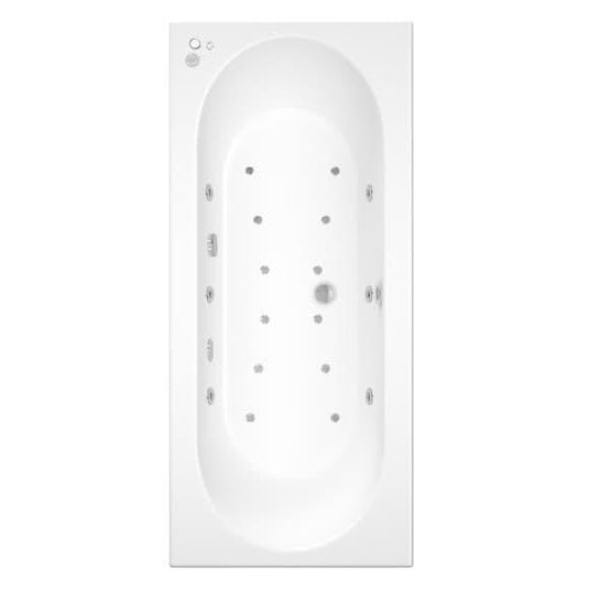 Trojan Cascade 1800 x 800mm Double Ended 18 Jet Whirlpool Bath with LED Light & Waste - Envy Bathrooms Ltd