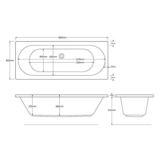 Trojan Cascade 1800 x 800mm Trojancast Double Ended Bath - Envy Bathrooms Ltd