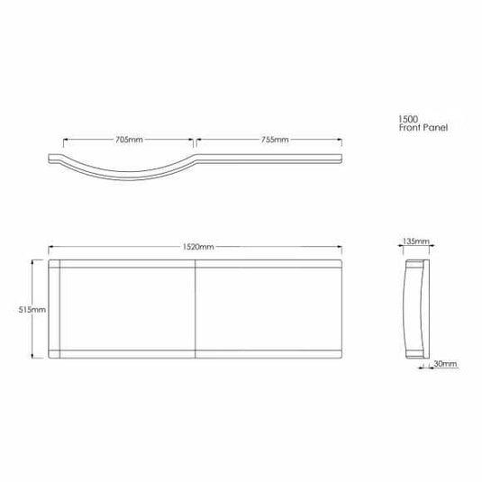 Trojan Concert P 1500mm Bath Side Panel - Envy Bathrooms Ltd