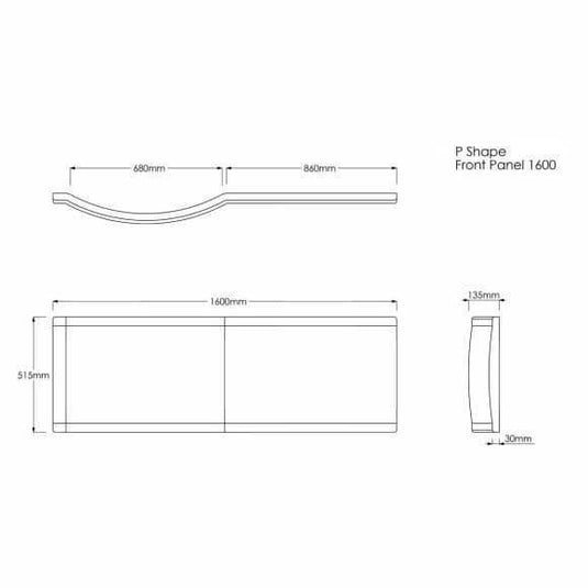 Trojan Concert P 1600mm Bath Side Panel - Envy Bathrooms Ltd