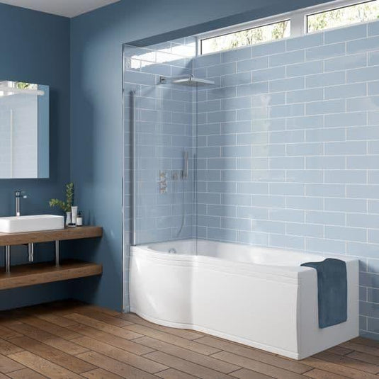 Trojan Concert P Shape 1600mm Shower Bath with Panel & Screen (LH) - Envy Bathrooms Ltd