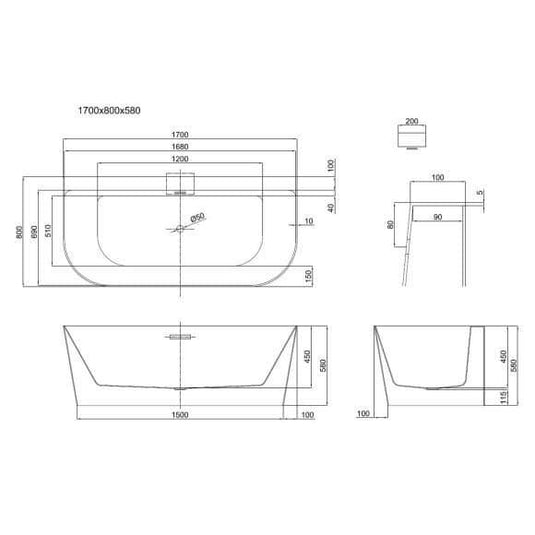 Trojan Darlington 1700 x 800mm Double Ended Freestanding Bath - Envy Bathrooms Ltd