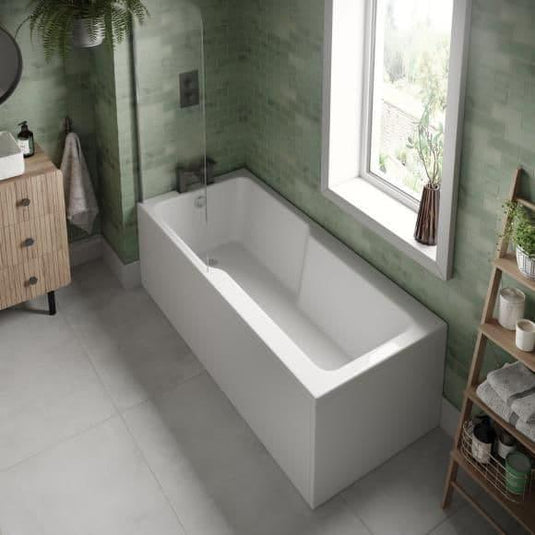 Trojan Evolve 1700 x 750mm Single Ended Shower Bath with Panel & Screen - Envy Bathrooms Ltd
