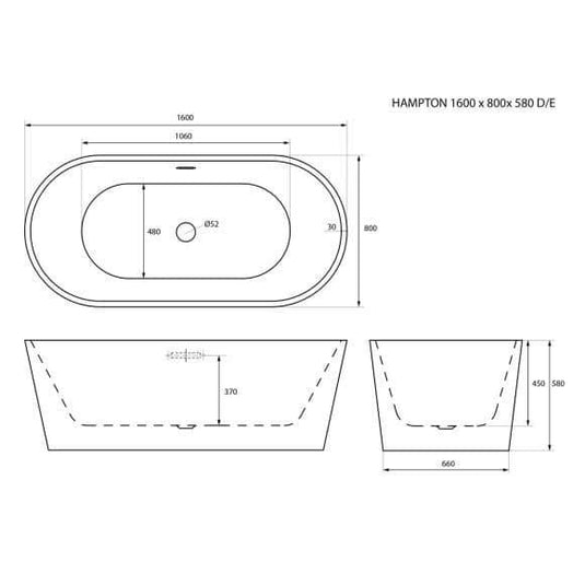 Trojan Hampton 1600mm Freestanding Double Ended Bath - Envy Bathrooms Ltd