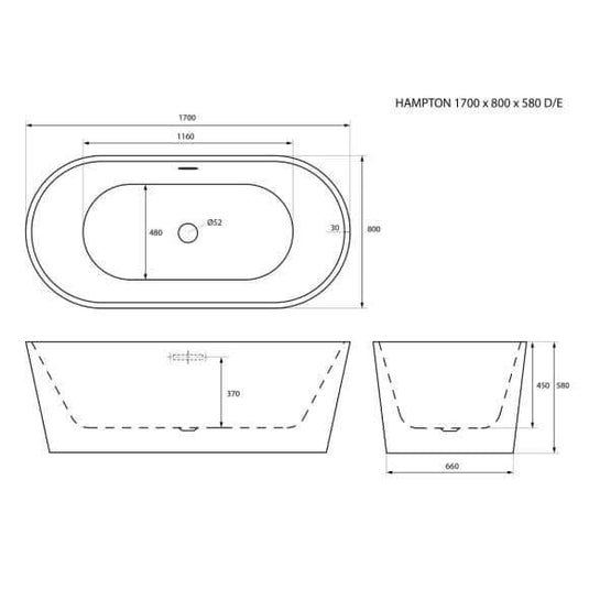 Trojan Hampton 1700mm Freestanding Double Ended Bath - Envy Bathrooms Ltd