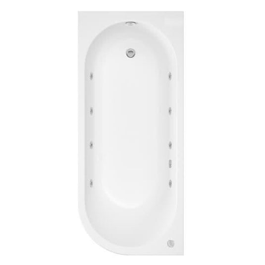 Trojan J Shape 1700 x 750mm 8 Jet Whirlpool Bath & Waste (LH) - Envy Bathrooms Ltd