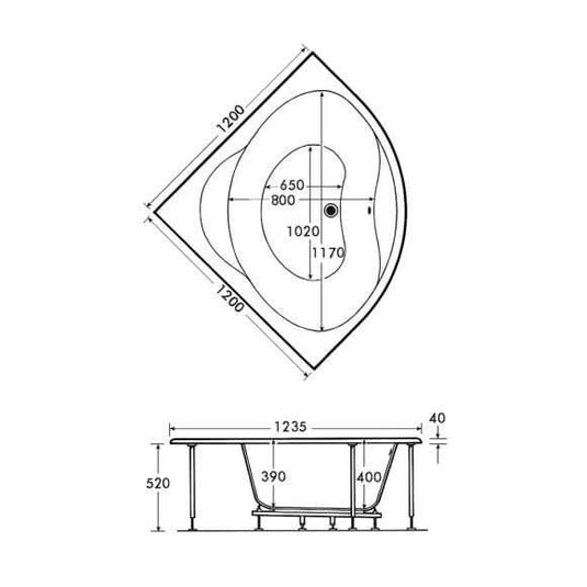 Trojan Laguna 1200mm Corner Bath with Panel - Envy Bathrooms Ltd