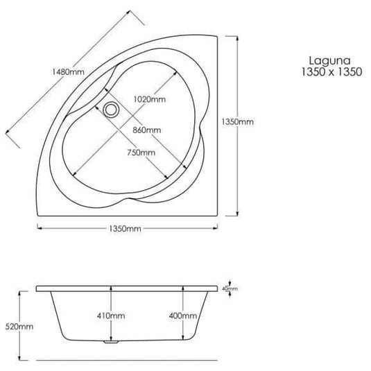 Trojan Laguna 1350mm Trojancast Corner Bath & Panel - Envy Bathrooms Ltd