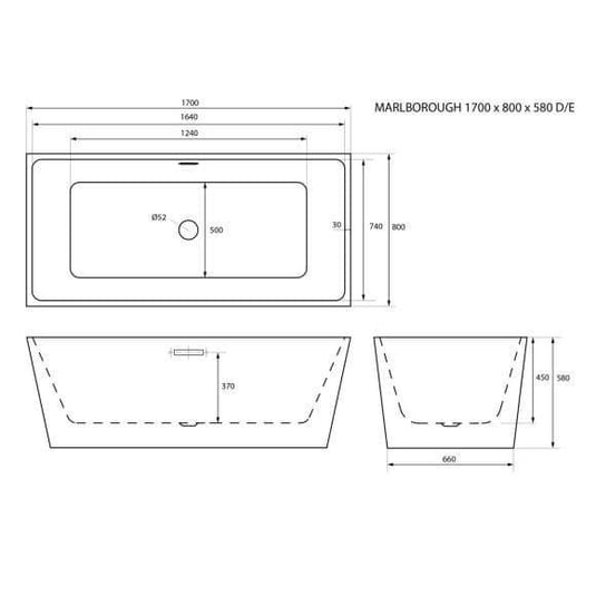 Trojan Marlborough 1700 x 800mm Freestanding Double Ended Bath - Envy Bathrooms Ltd