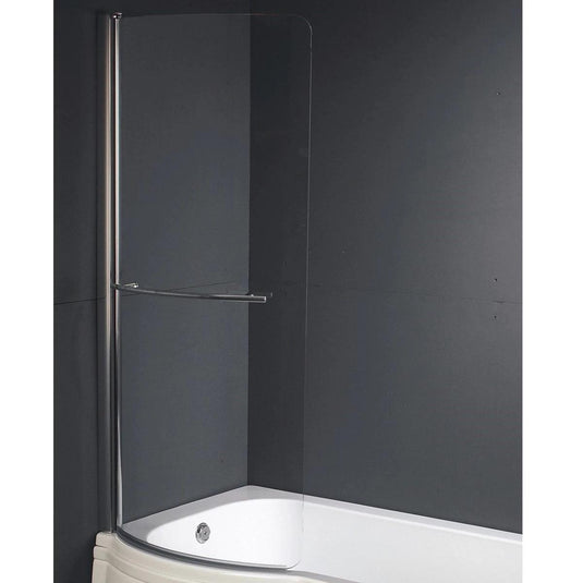Trojan P Shaped Shower Bath Screen Silver with Towel Rail - Chrome - N0016 - Envy Bathrooms Ltd