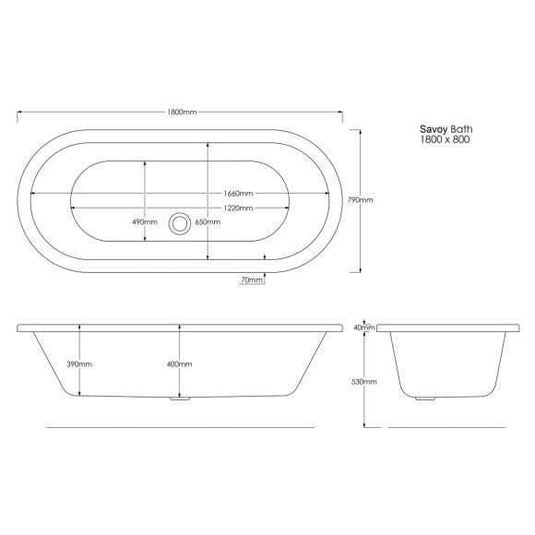 Trojan Savoy 1800mm Freestanding Double Ended Bath - Envy Bathrooms Ltd
