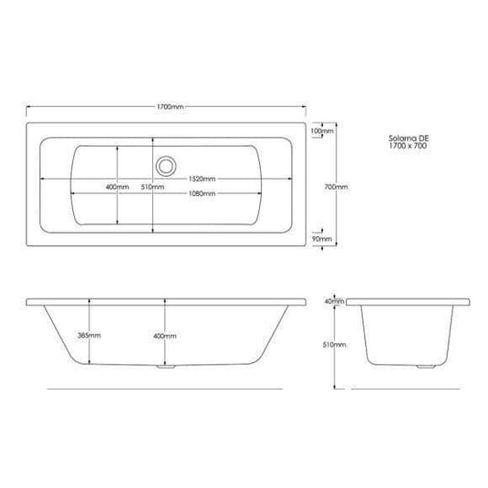 Trojan Solarna 1700 x 700mm Double Ended Bath - Envy Bathrooms Ltd