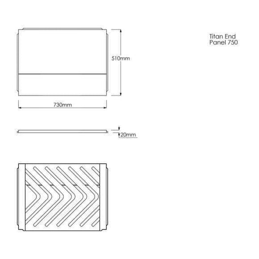 Trojan Titan Extra Rigid 750mm Bath End Panel (6mm Thick) - Envy Bathrooms Ltd