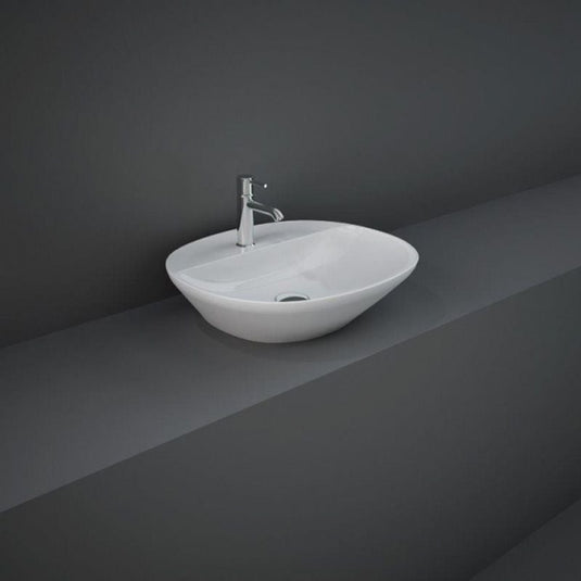 RAK Ceramics Variant Oval Counter Top Wash Basin 500mm 1TH with Tap Ledge - Alpine White - VARCT25001AWHA