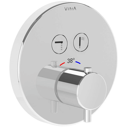 Vitra Aquacontrol 2-Outlet Single Handle Round Thermostatic Concealed Shower Valve - Chrome - Envy Bathrooms Ltd