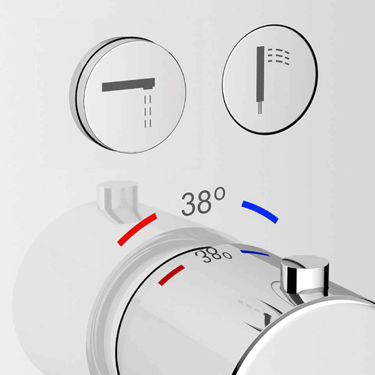 Vitra Aquacontrol 2-Outlet Single Handle Round Thermostatic Concealed Shower Valve - Chrome - Envy Bathrooms Ltd