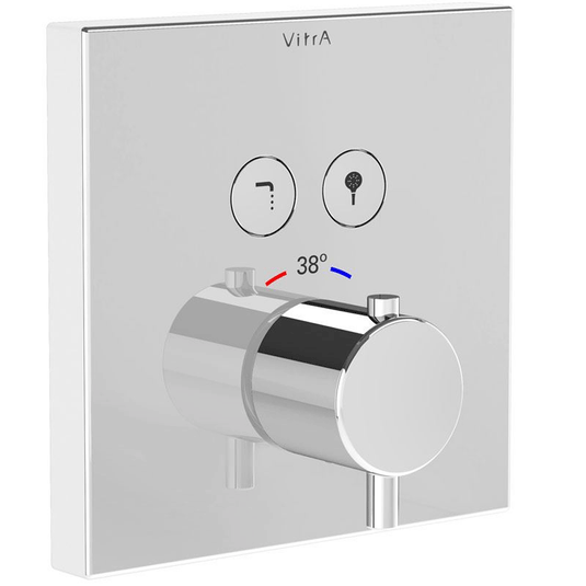 Vitra Aquacontrol 2-Outlet Single Handle Square Thermostatic Concealed Shower Valve - Chrome - Envy Bathrooms Ltd