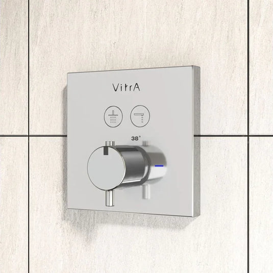 VitrA Aquacontrol Square Concealed Thermostatic 2-Way Bath Mixer - Chrome - A42746EXP - Envy Bathrooms Ltd
