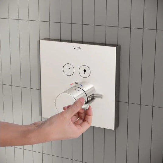 VitrA Aquacontrol Square Concealed Thermostatic 2-Way Bath Mixer - Chrome - A42746EXP - Envy Bathrooms Ltd