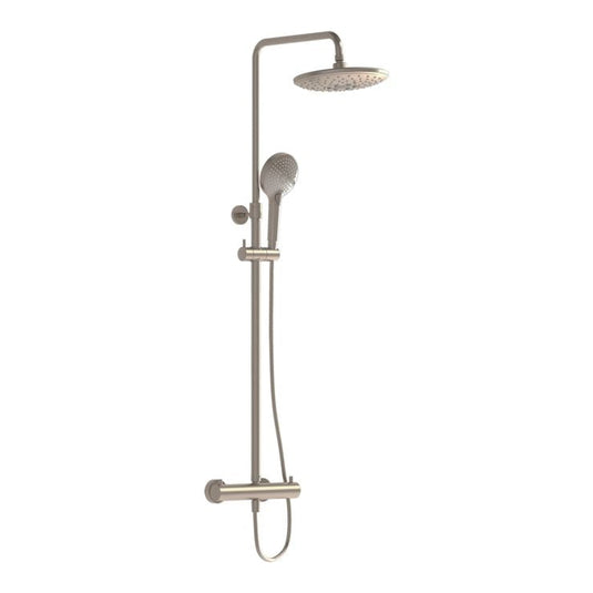 VitrA Aquaheat Bliss 240 Thermostatic Shower Column With 2-Function Overhead | Brushed Nickel | A4720534VUK - Envy Bathrooms Ltd
