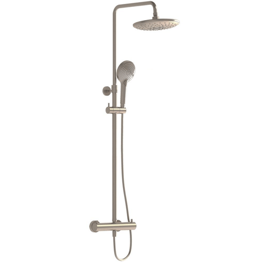 Vitra Aquaheat Bliss Thermostatic Bar Mixer Shower with Fixed Head and Shower Kit - Nickel - Envy Bathrooms Ltd
