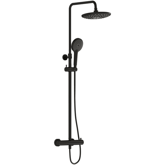 Vitra Aquaheat Bliss Thermostatic Bar Mixer Shower with Fixed Head and Shower Kit - Black - Envy Bathrooms Ltd