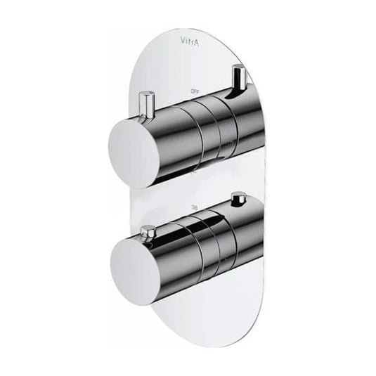 VitrA Aquaheat Round Thermostatic 3-Way Shower Mixer | Chrome | A47190VUK - Envy Bathrooms Ltd